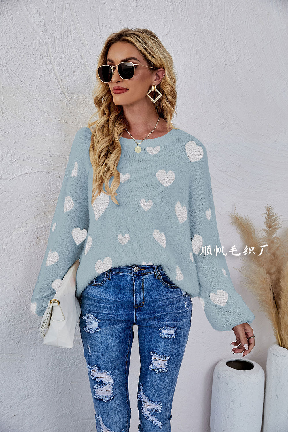 Casual Sweetheart Design Knitting Pullover Sweaters