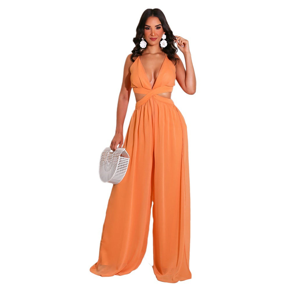 Sexy Chiffon Backless Women Jumpsuits