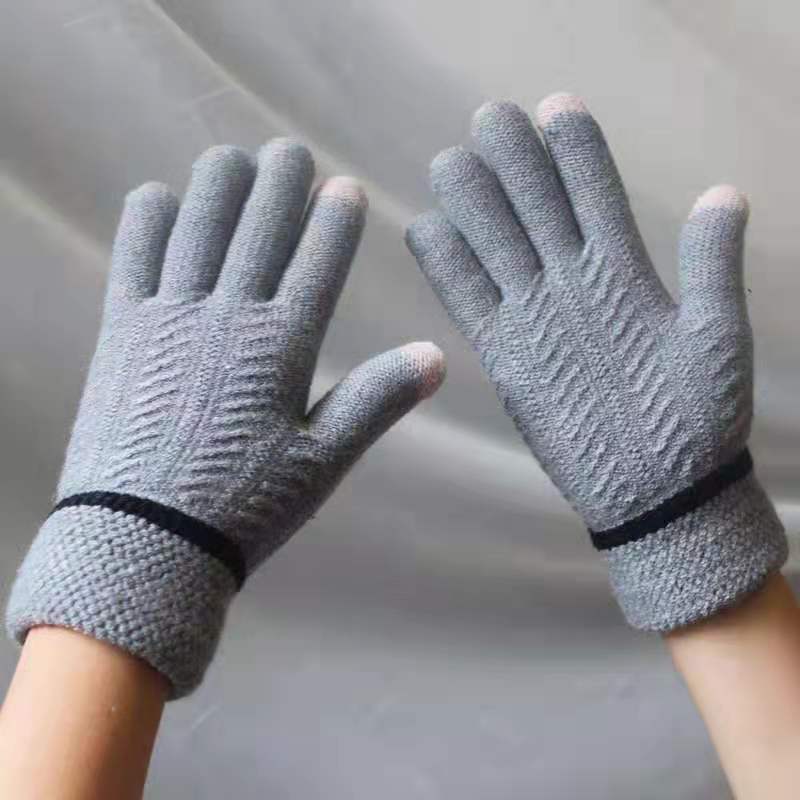 Winter Warm Velvet Knitted Gloves for Men and Women