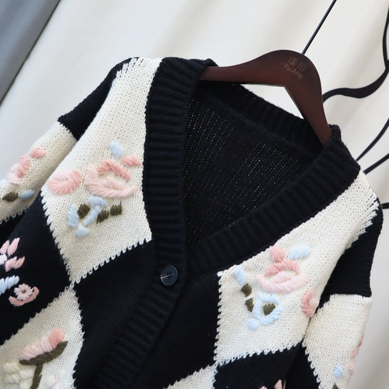 Vintage 3D Knitting Design Women Knitting Overcoats