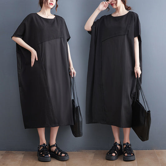 Summer Black Shirts Long Dresses