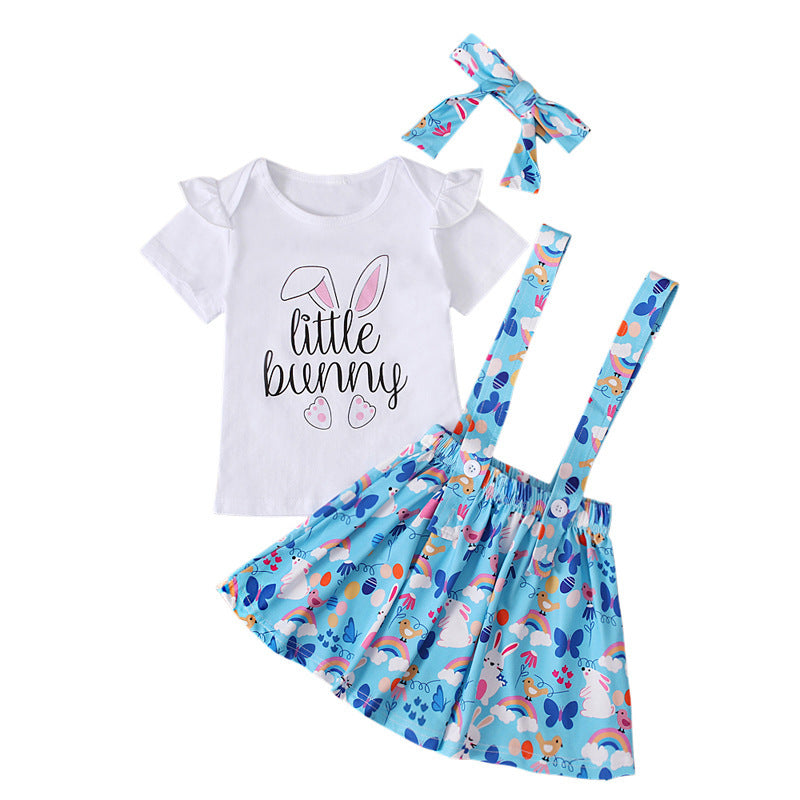 Easter Day Summer Girls Dresses Withe Letter&rabbit Design