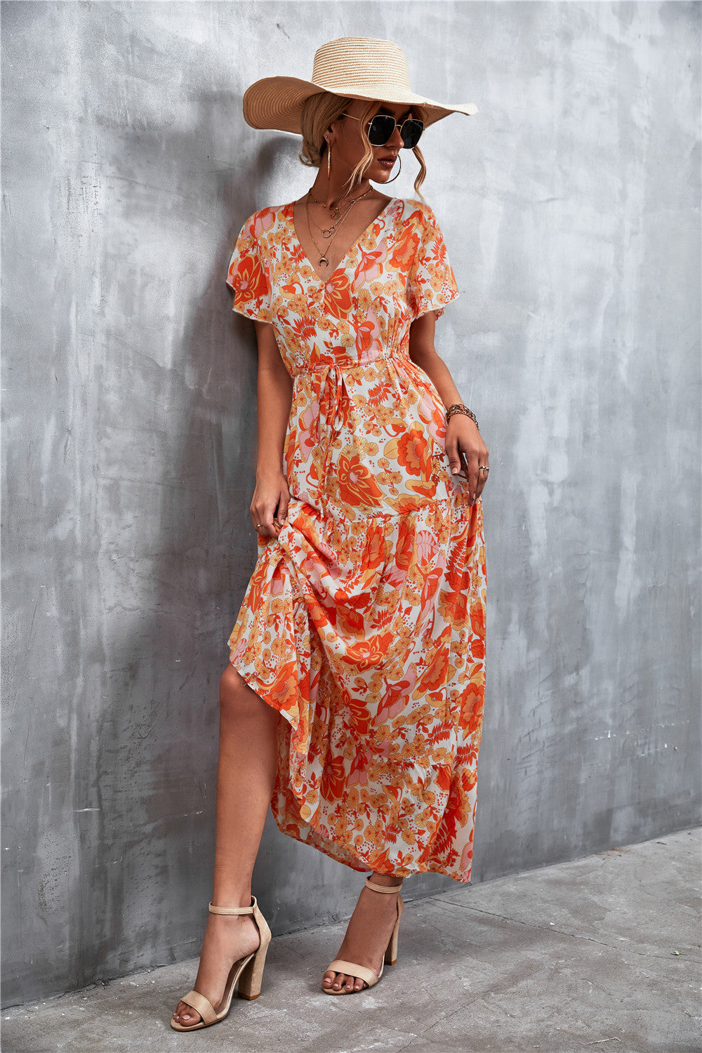 Casual V Neck Long Maxi Dresses