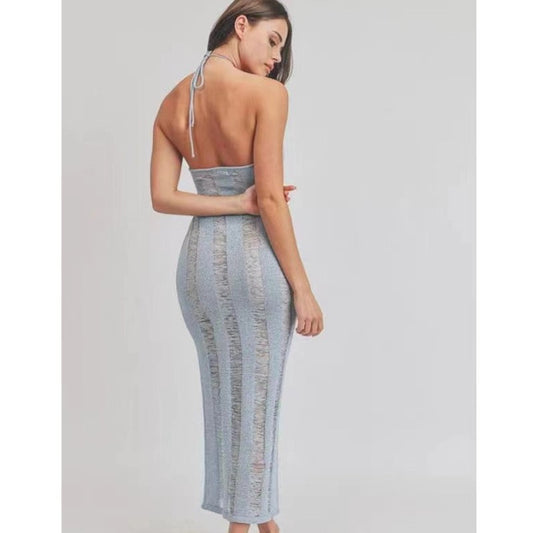 Sexy Backless See Through Knitted Dresses