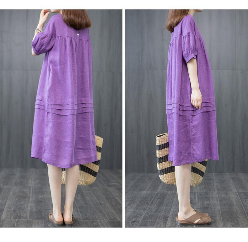 Leisure Linen Summer Plus Sizes A Line Midi Dresses