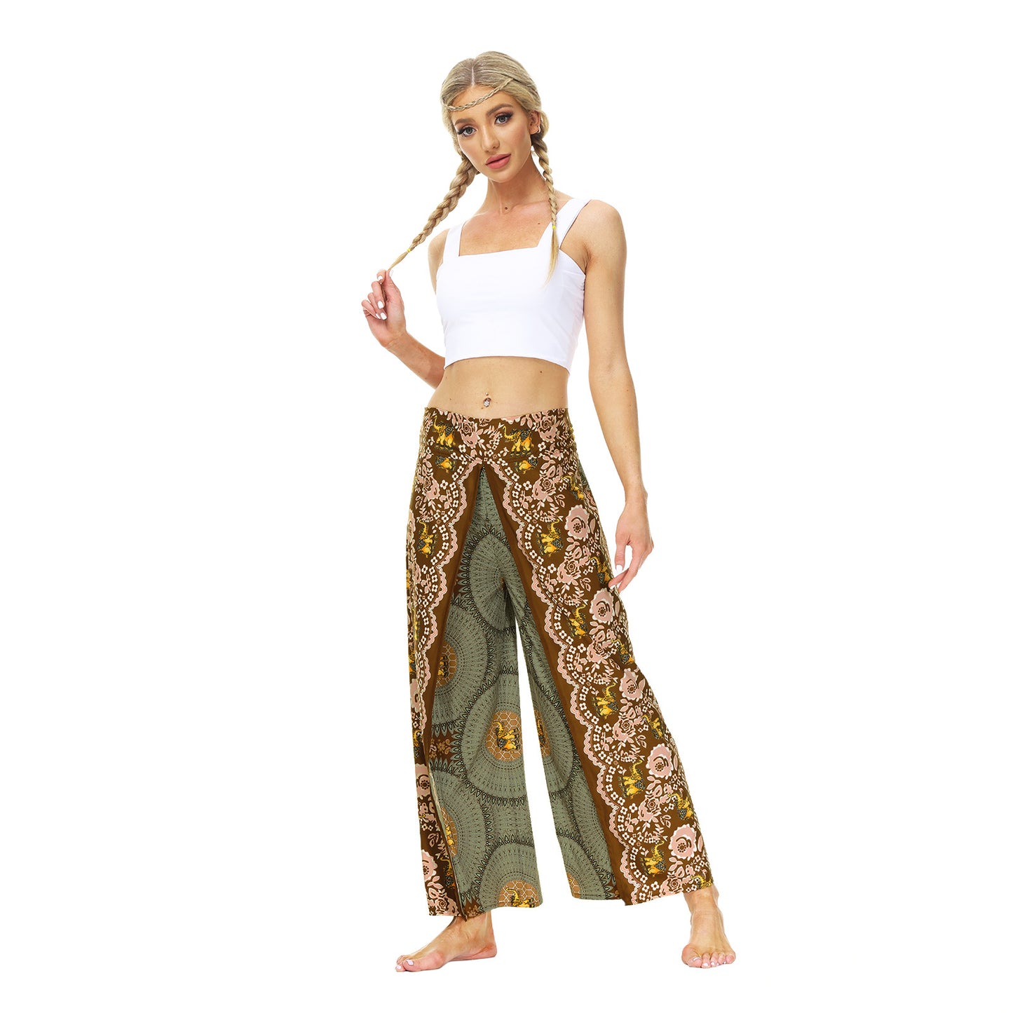 Casual Floral Print Women Yoga Loose Pants
