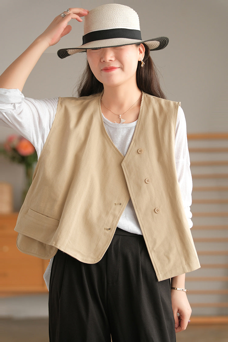 Vintage Sleeveless Casual Vest for Women