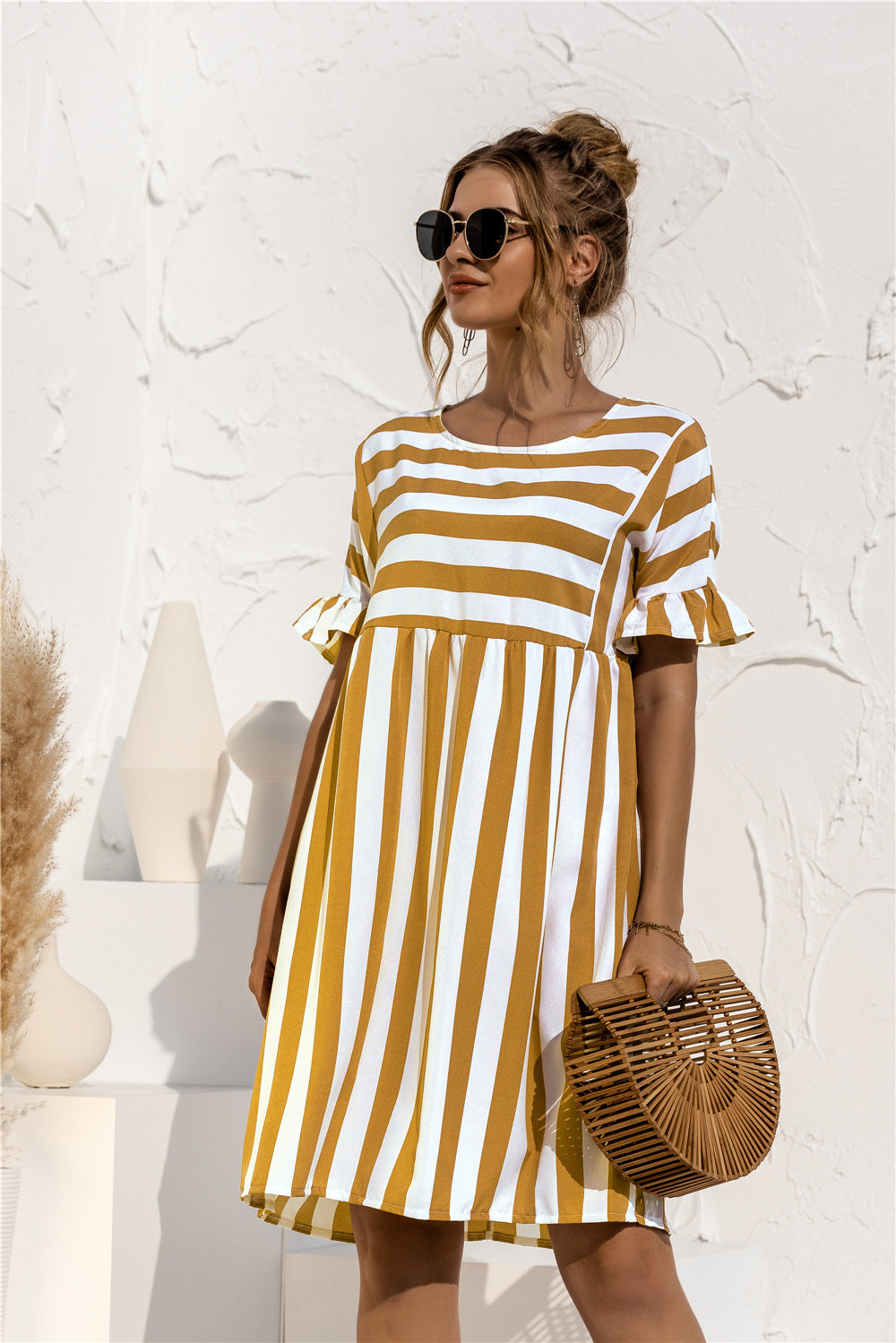 Casual Striped Short Sleeves Summer Daily Dresses