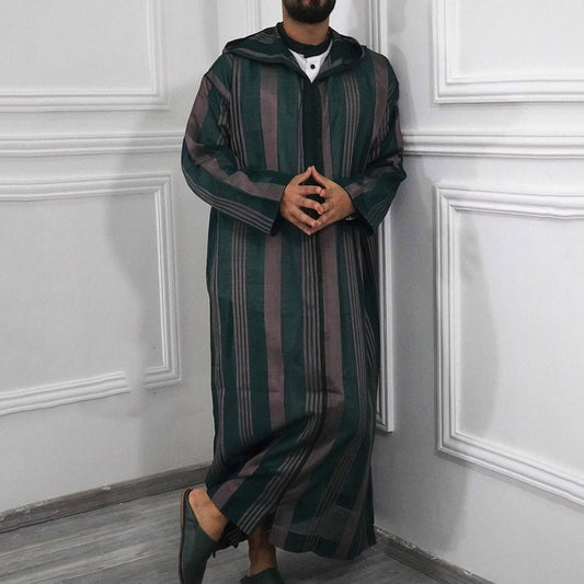 Ethnic Striped Fall Long Robes with Hat
