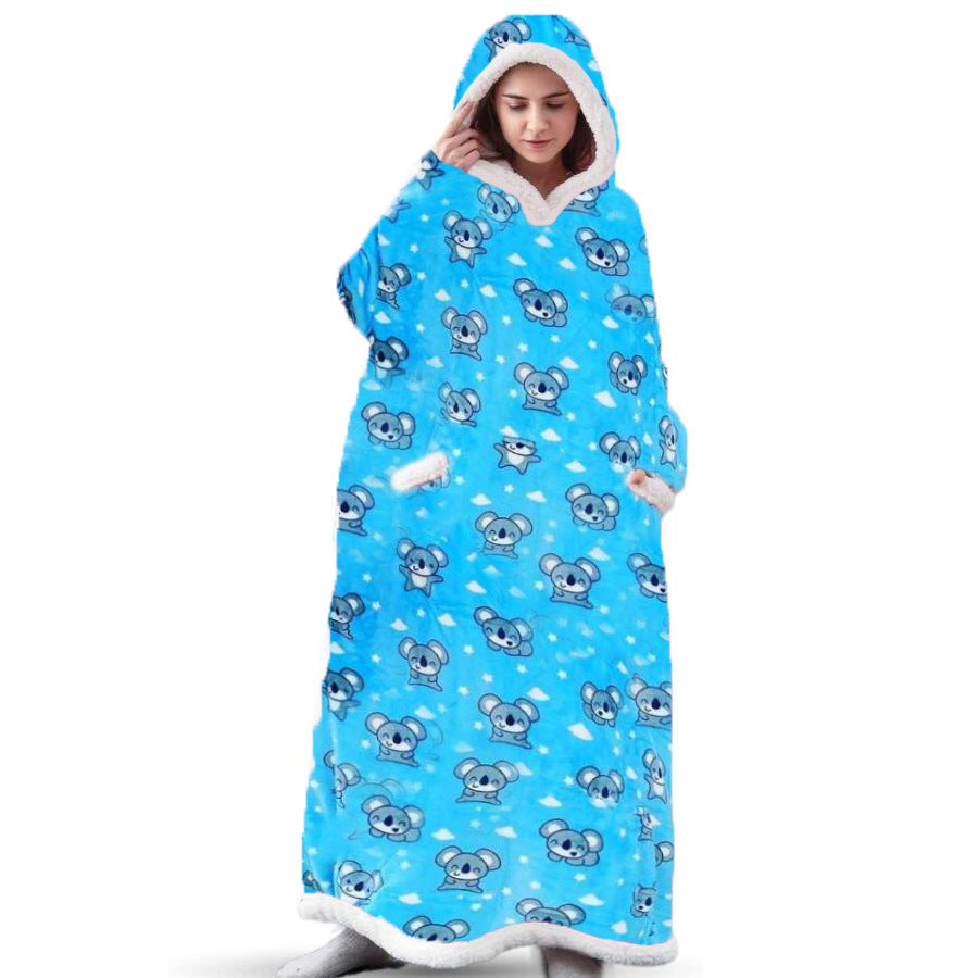 Winter Fleece Warm Long Hoodies Blanket