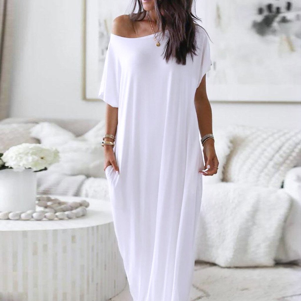 Casual Short Sleves Long Cozy Dresses-STYLEGOING