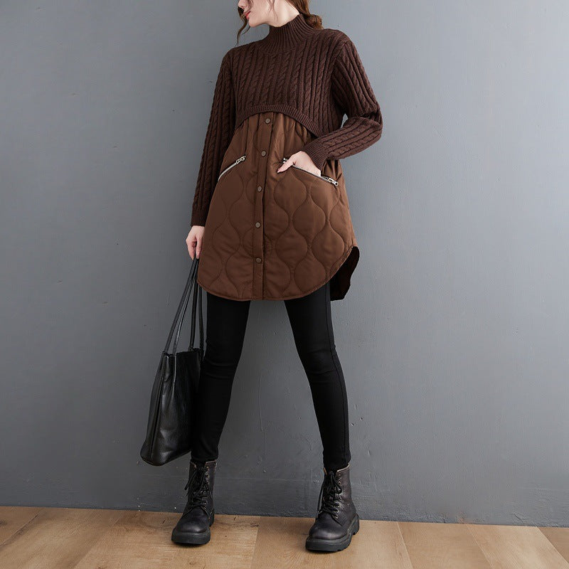 Women High Neck Winter Knitting Pullover Overcoat