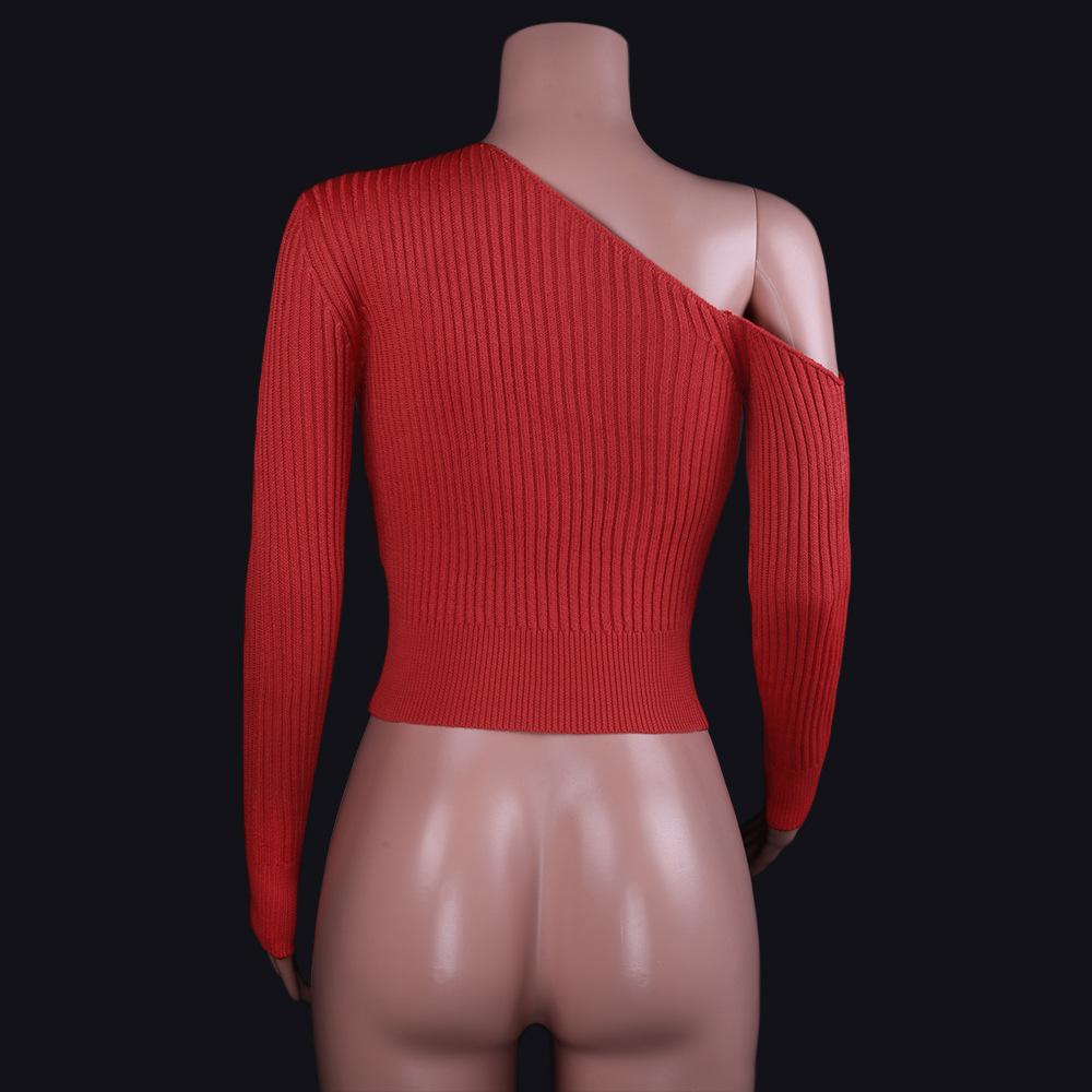 Women One Shoulder Sexy Knitting Sweaters