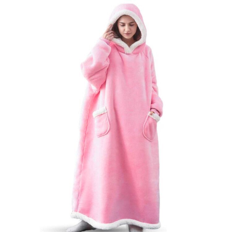 Winter Fleece Warm Long Hoodies Blanket