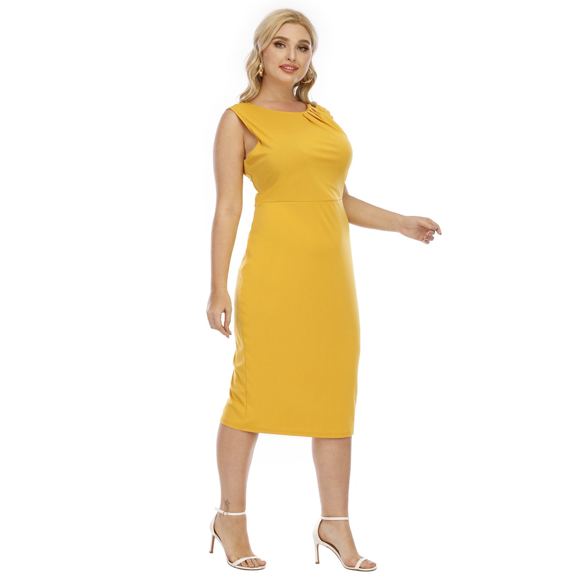 Yellow Plus Size Elegant Evning Dresses-STYLEGOING