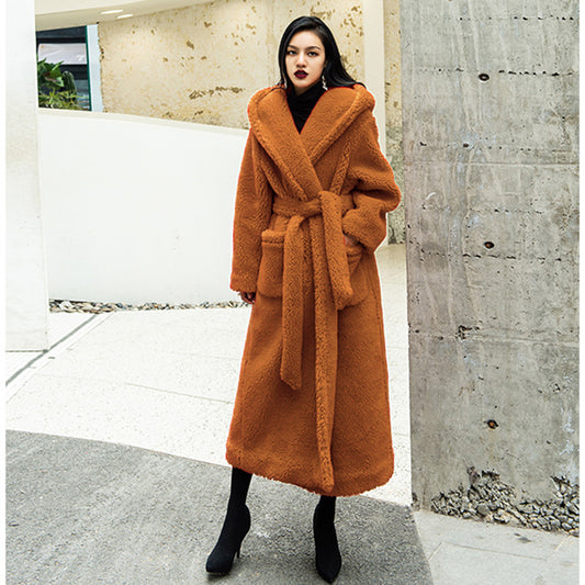 Luxury Women Fashion Long Fur Overcoat for Winter