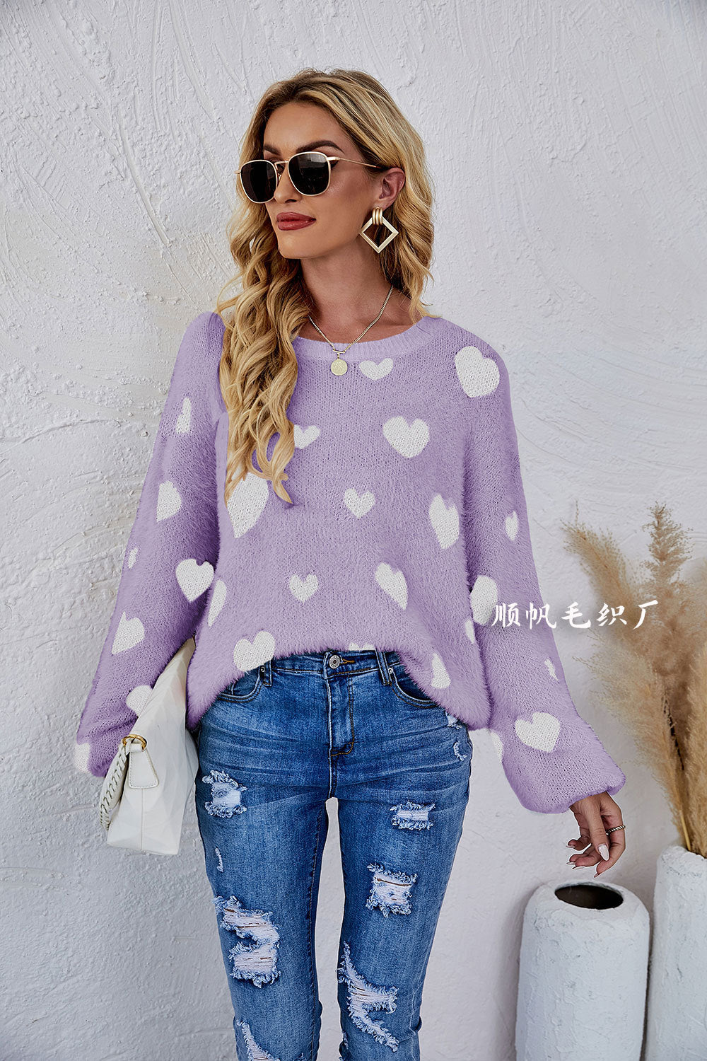 Casual Sweetheart Design Knitting Pullover Sweaters