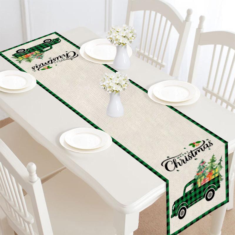 Merry Christmas Linen Table Runner