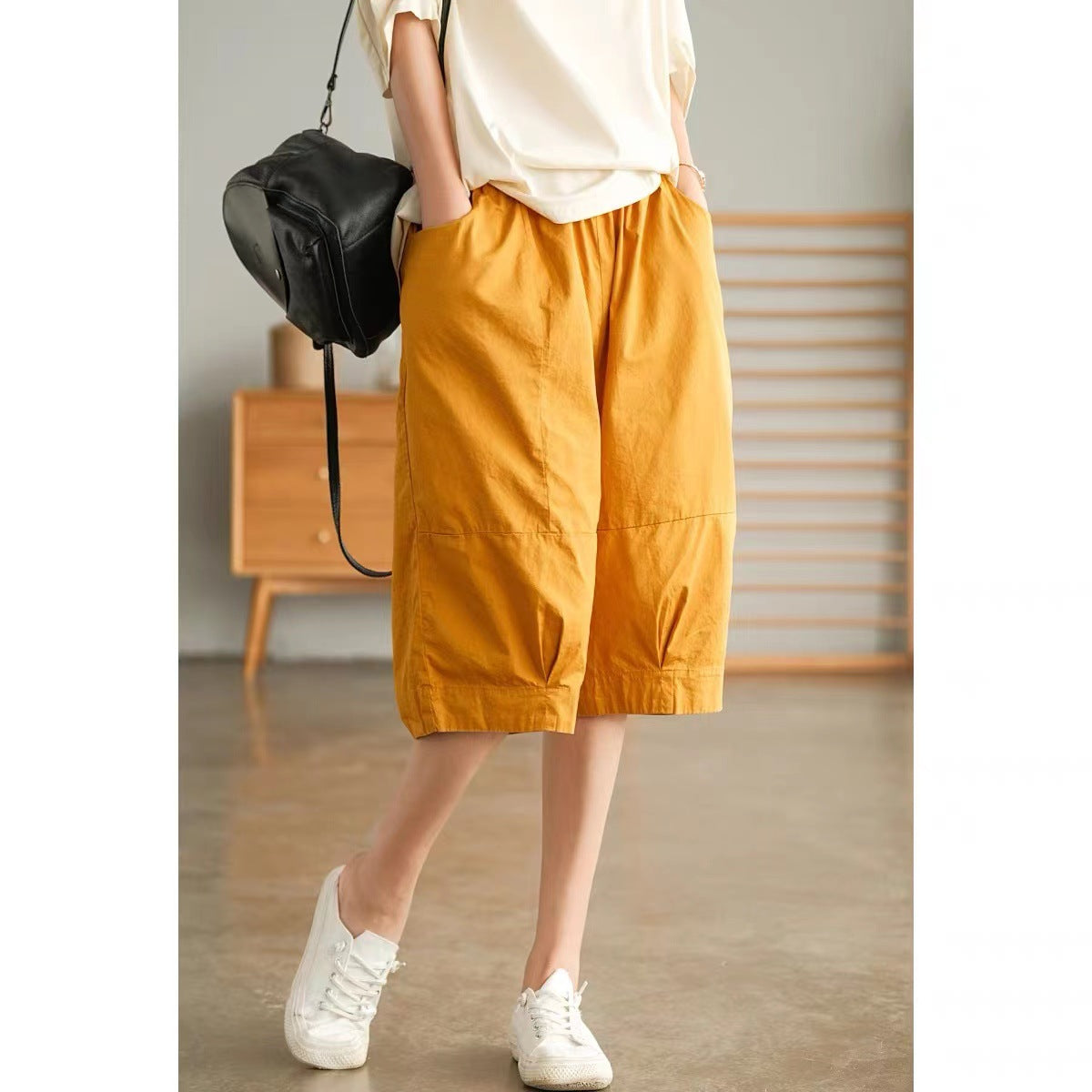 Summer Cotton Linen Summer Women Half Pants