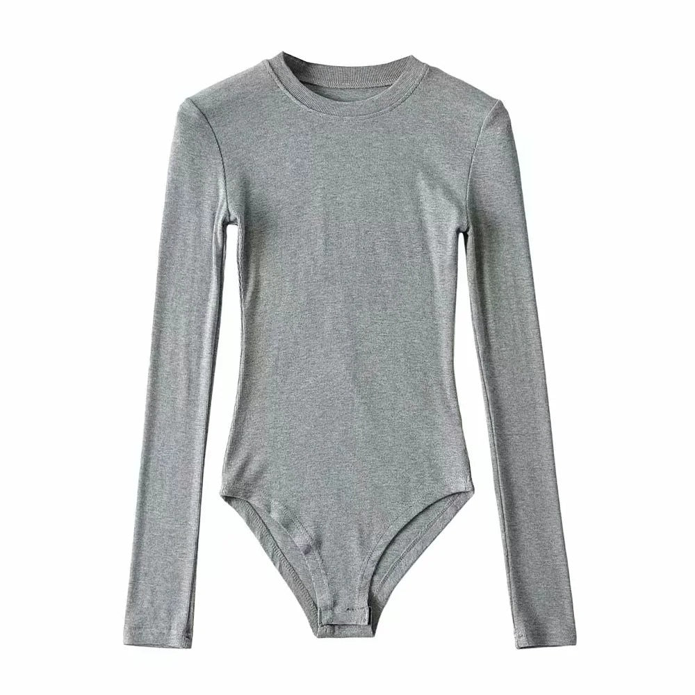 Sexy Tight Round Neck Long Sleeves Romper Shirts