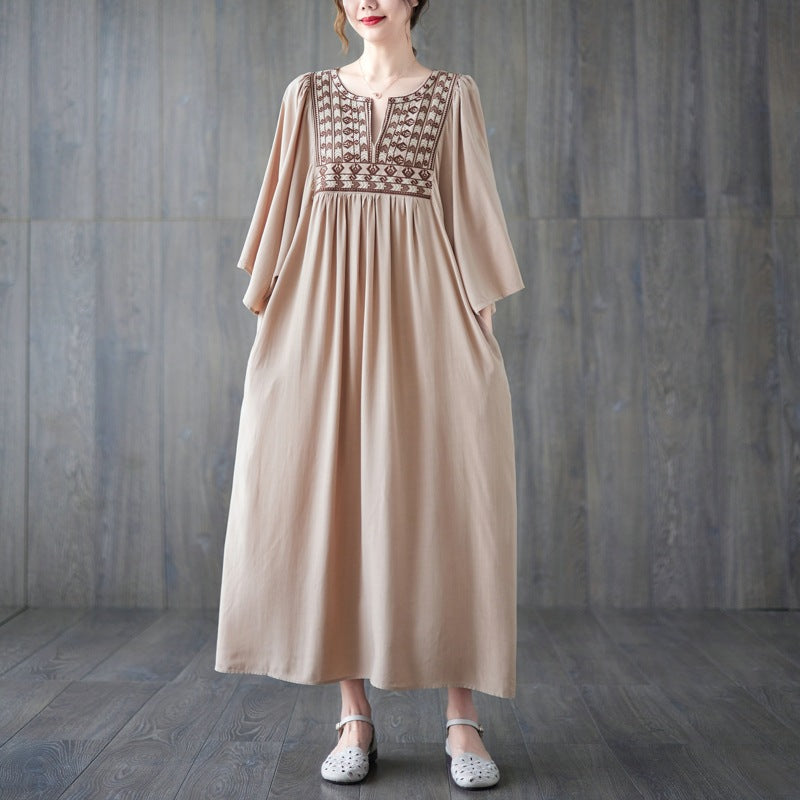 Vintage Embroidery Summer Plus Sizes Long Dresses