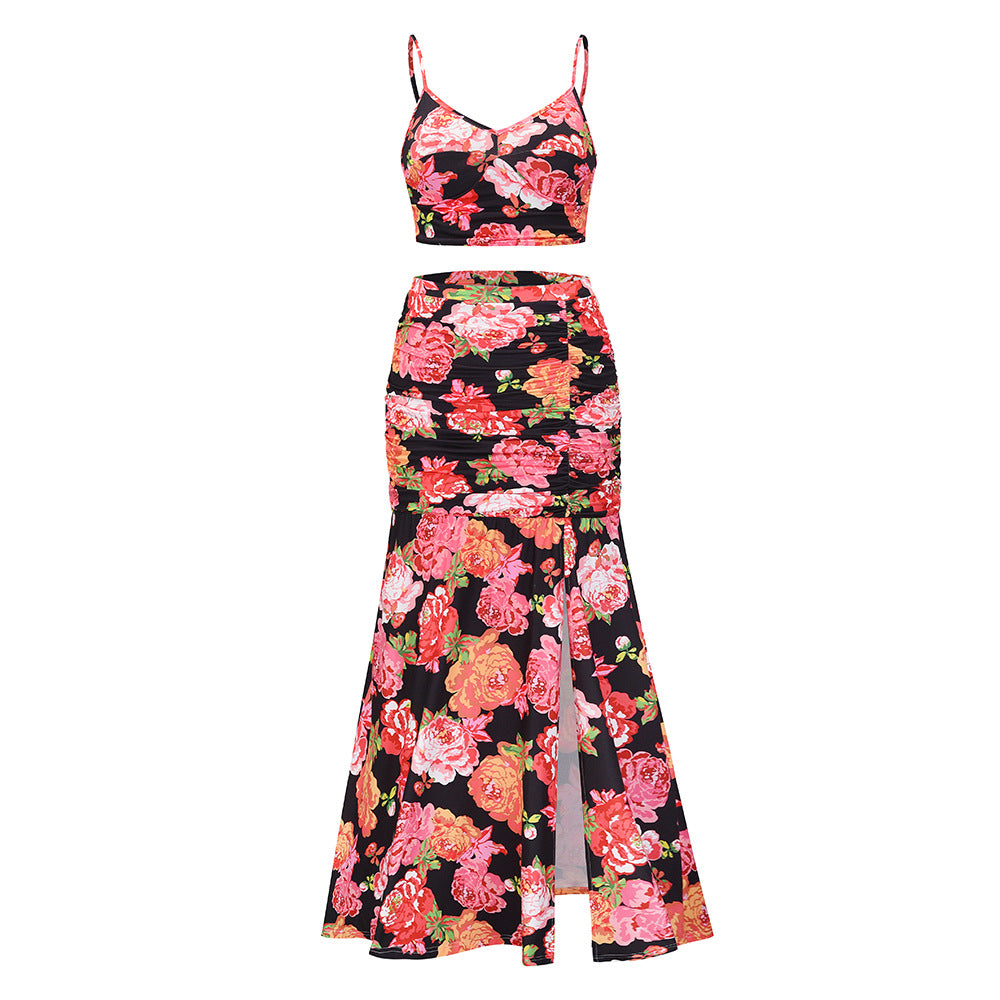 Sexy Floral Split Front Two Pieces Summer Dresses