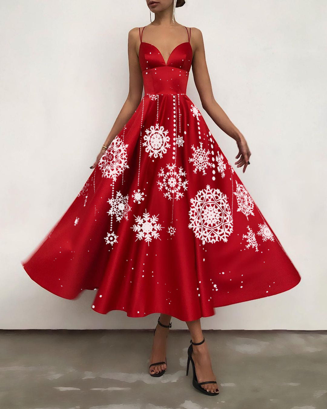 Sexy Christmas Floral Print Backless Women Strapless Dresses