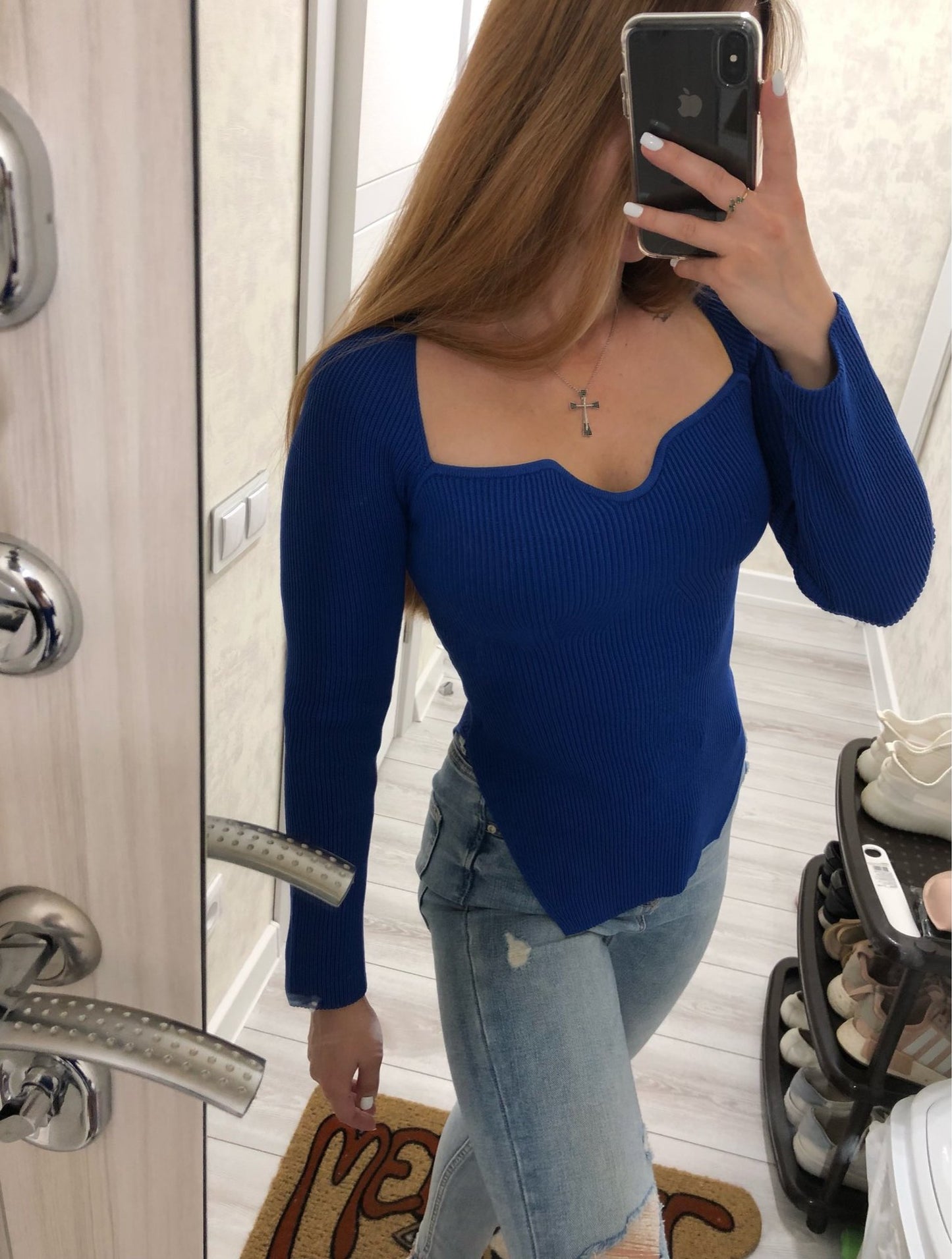 Sexy Square Neckline Women Knitting Sweaters