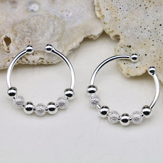 String Beads Design Rotatable Silver Rings for Women