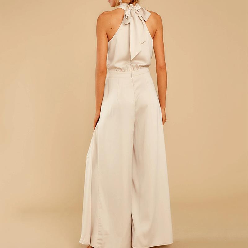 New Halter Off White Long Jumpsuits-STYLEGOING