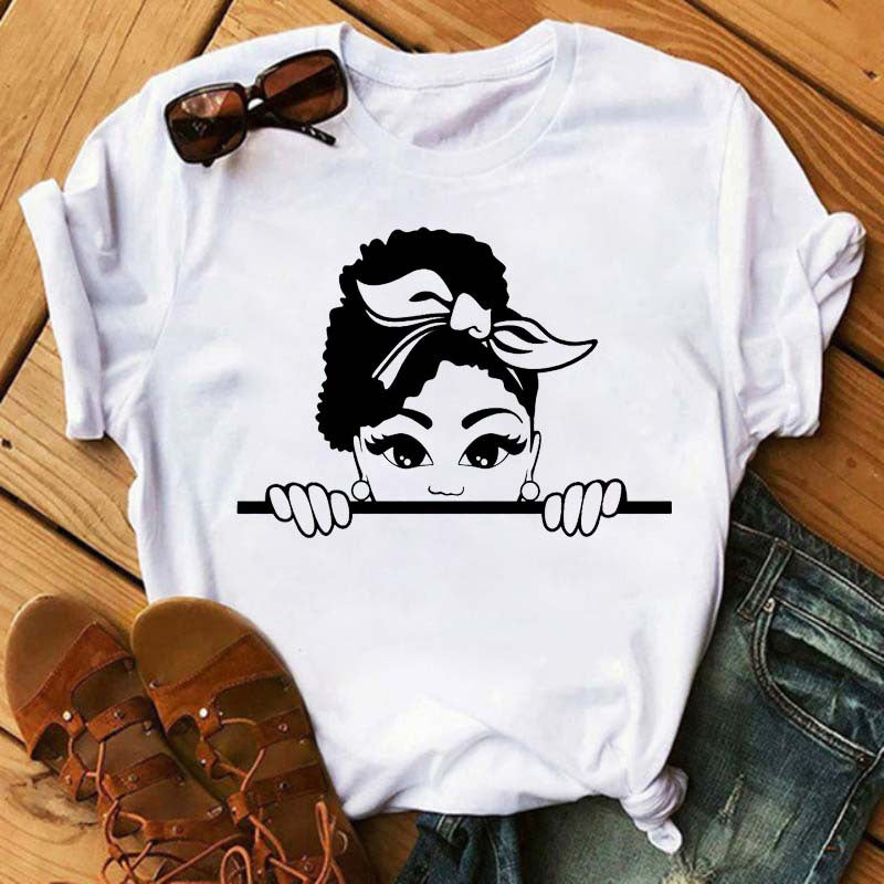 African Girl Women Short Sleeves T Shirts