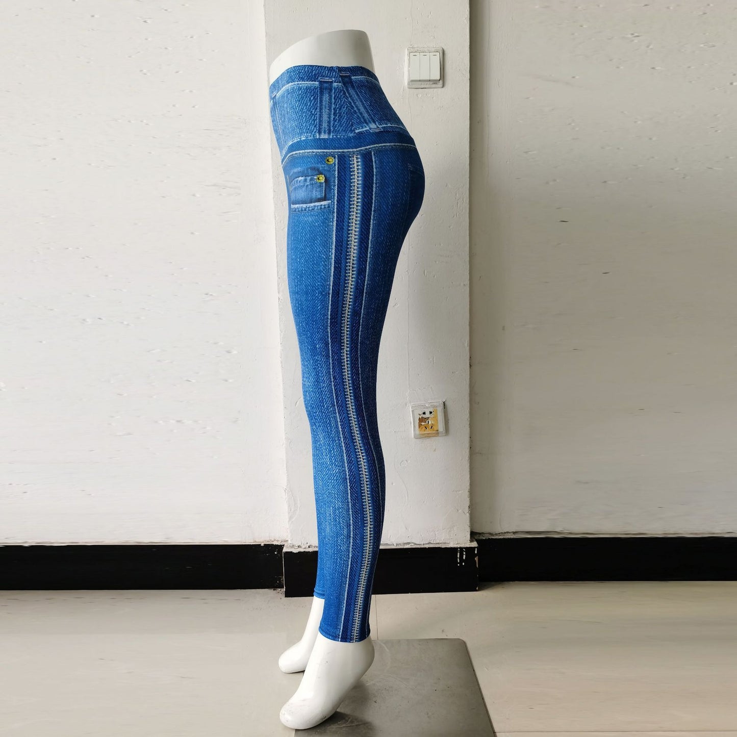 Sexy Denim Yoga Running Legging Pants for Women
