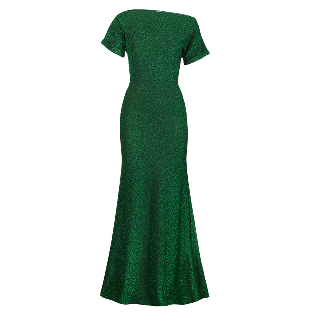 Simple Design High Waist Green Women Party Dresses