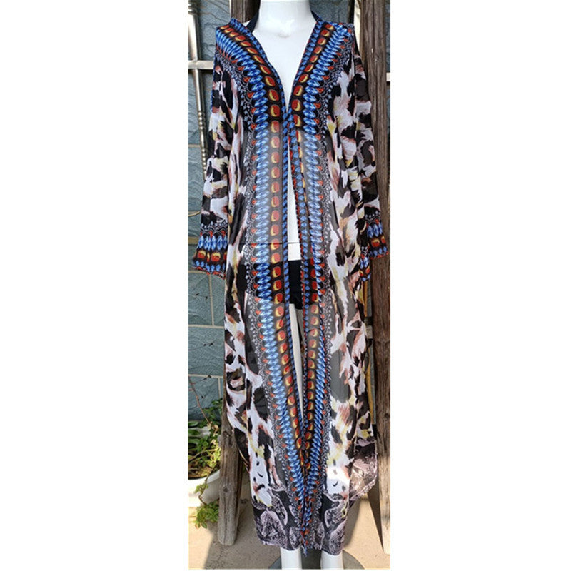 Casual Chiffon Leopard Print Summer Beachwear Cover Ups Dresses