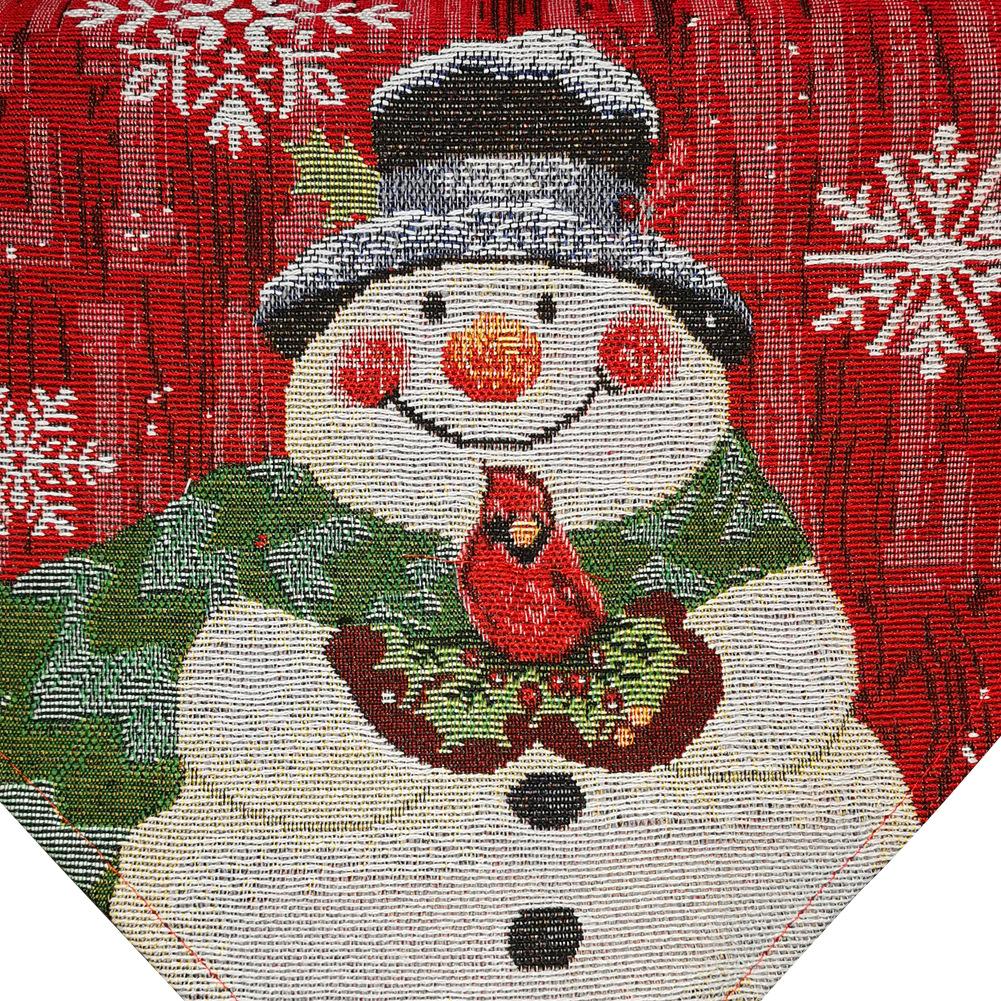 Christmas Snowman Linen Embroidery Table Runner
