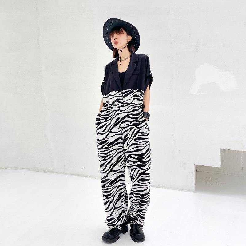 Casual Zebra Print Summer Jumpsuits-STYLEGOING