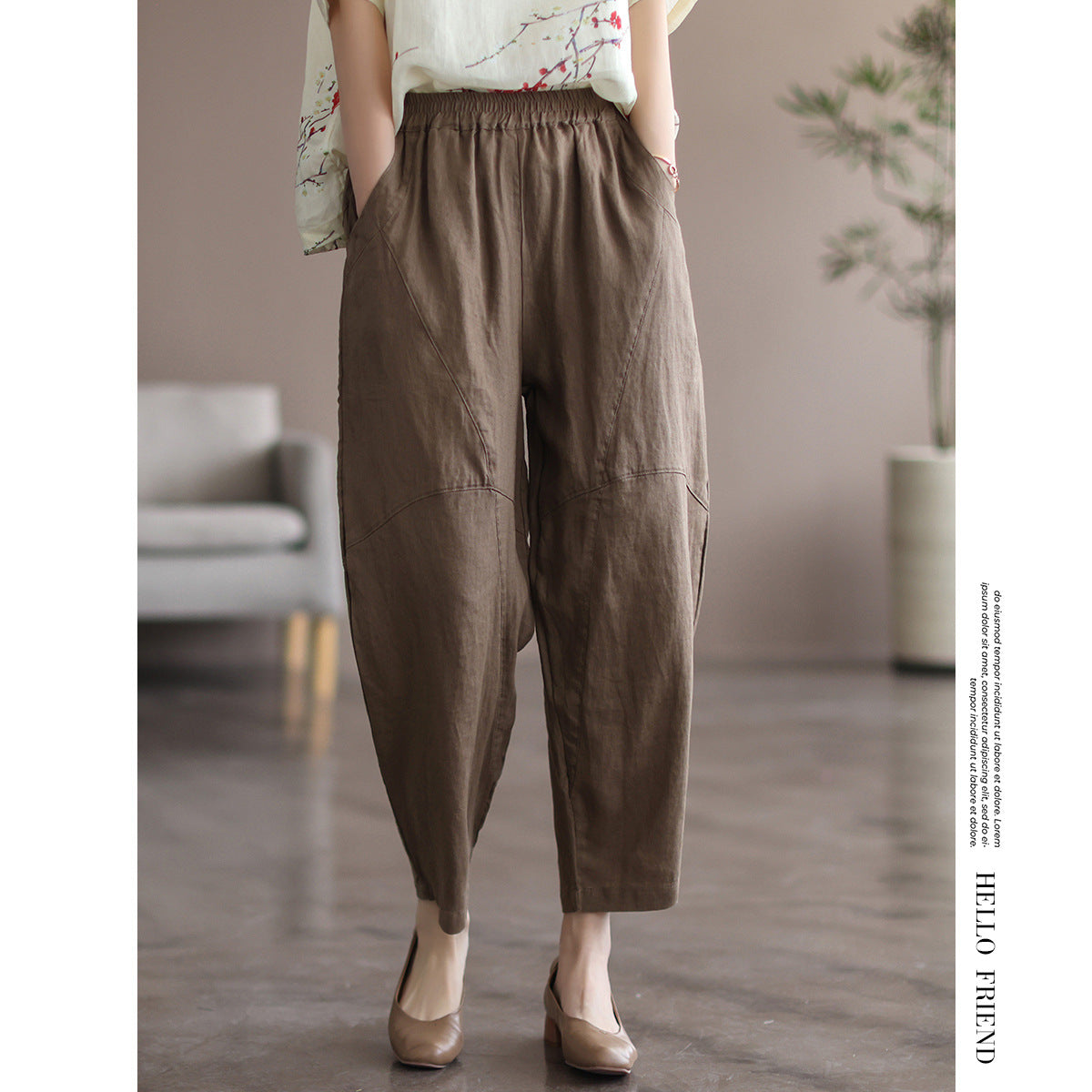 Casual Linen Candy Colors Women Harem Pants