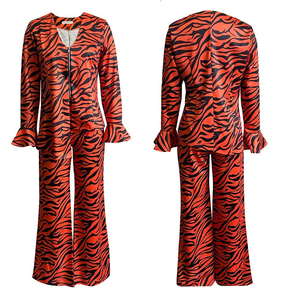 Sexy Leopard Plus Sizes Two Pieces Fall Suits