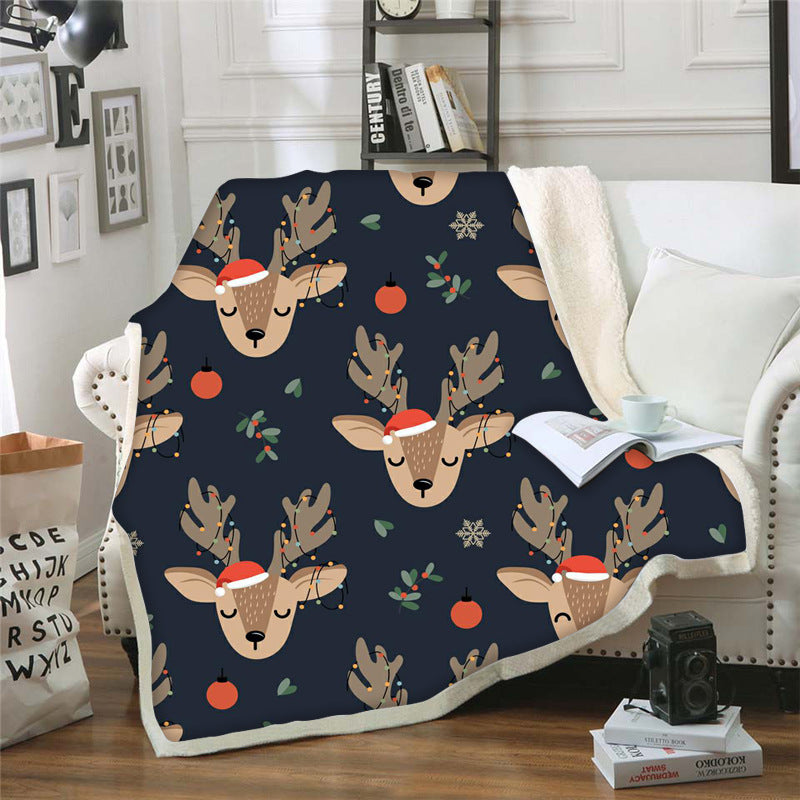 3D Christmas Design Double Thicken Warm Blankets