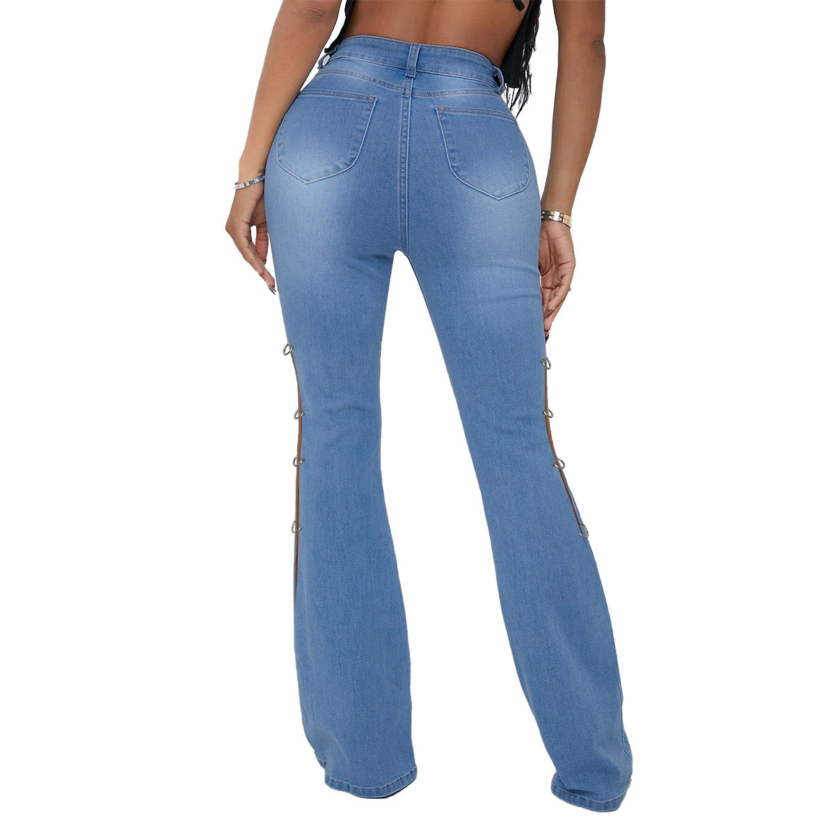 Fashion Metal Denim Women Trumpet Jeans