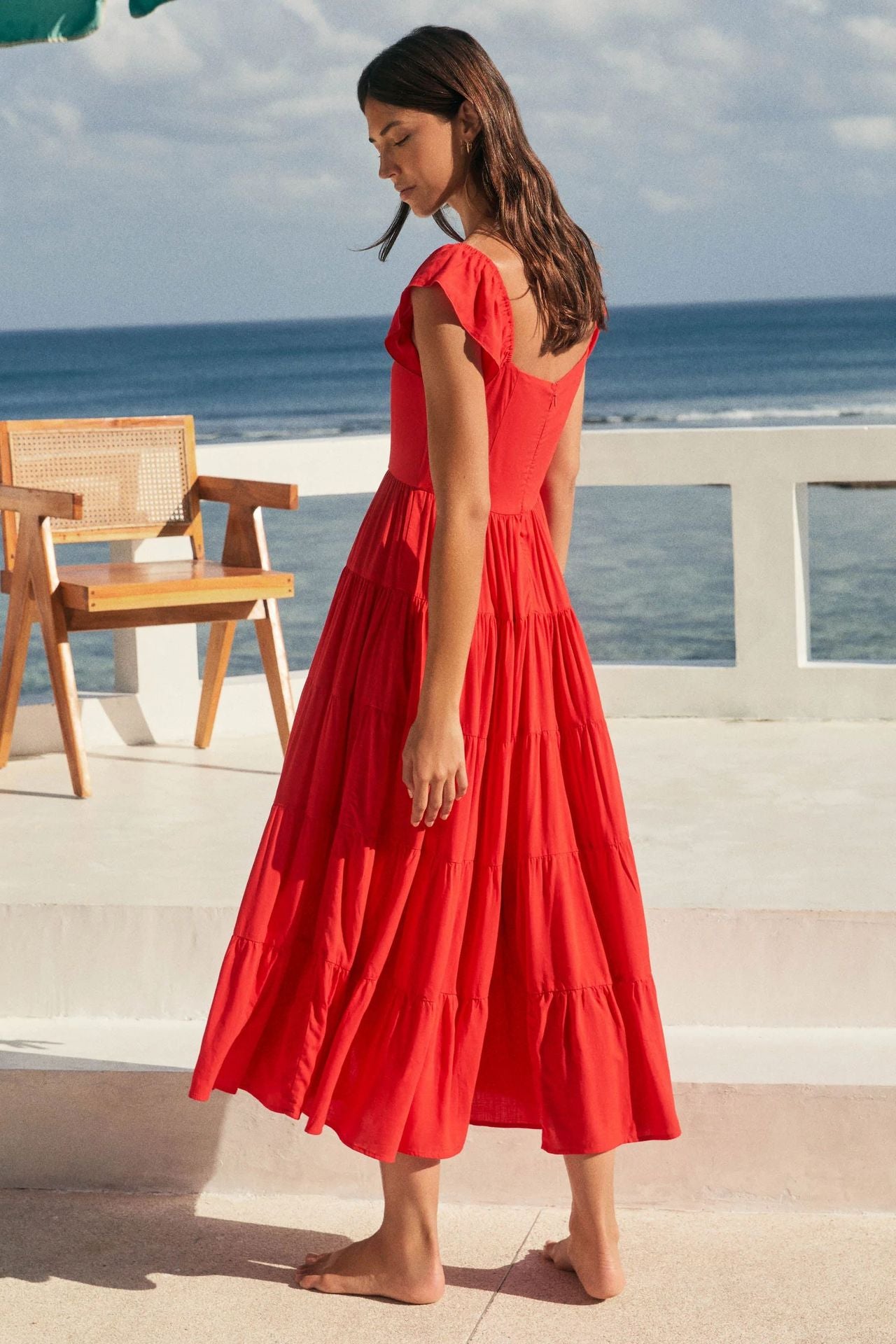 Casual High Waist Ruffled Summer Long Dresses