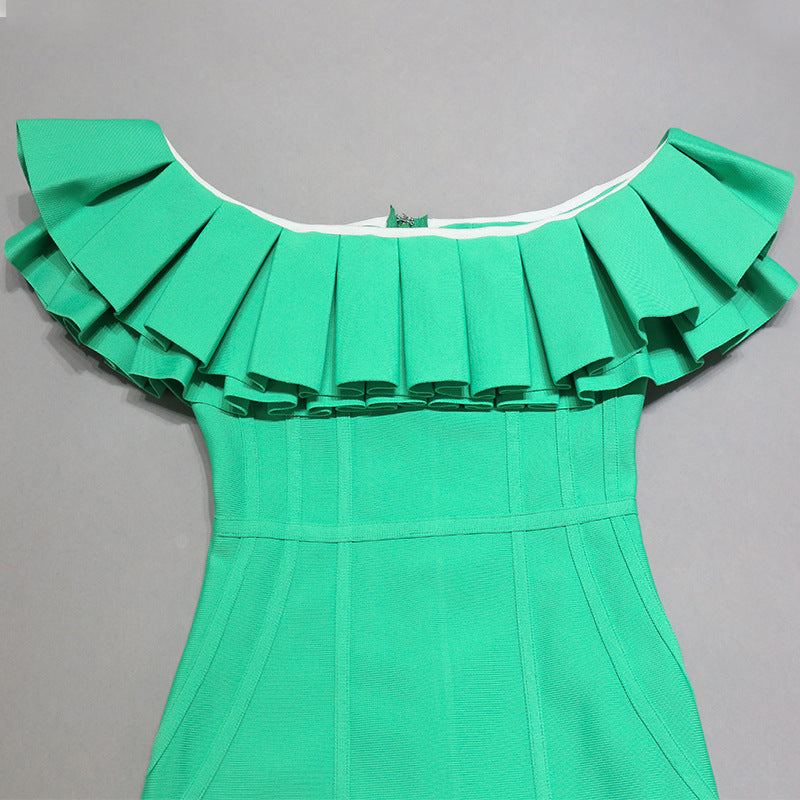 Elegant Green Off The Shoulder Sheath Party Dresses