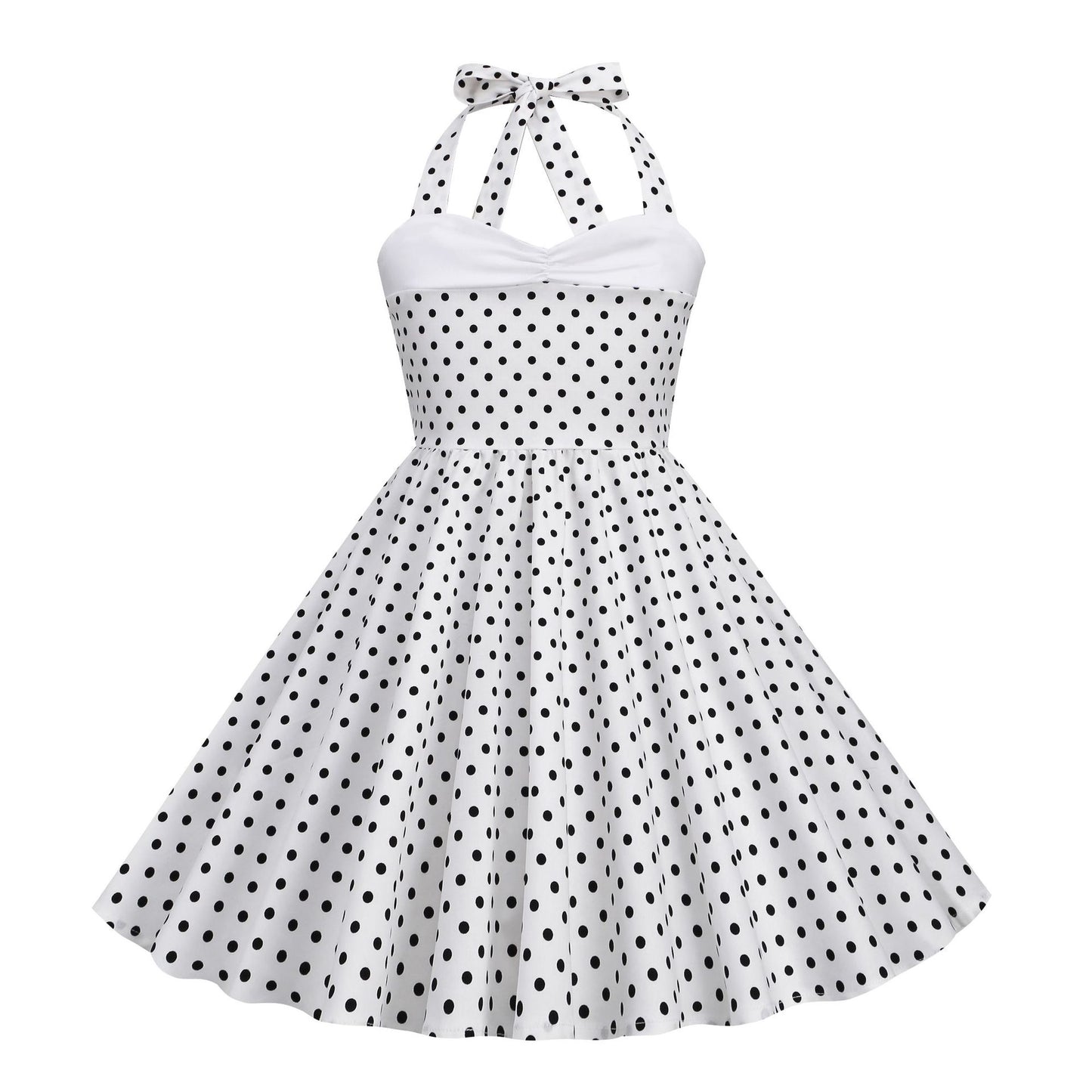 Vintage Dot Print Halter Dresses for Kids