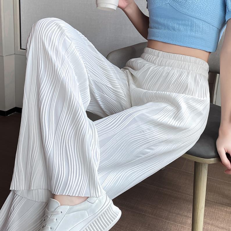 Casual Water Ripple High Waist Summer Pants for Women