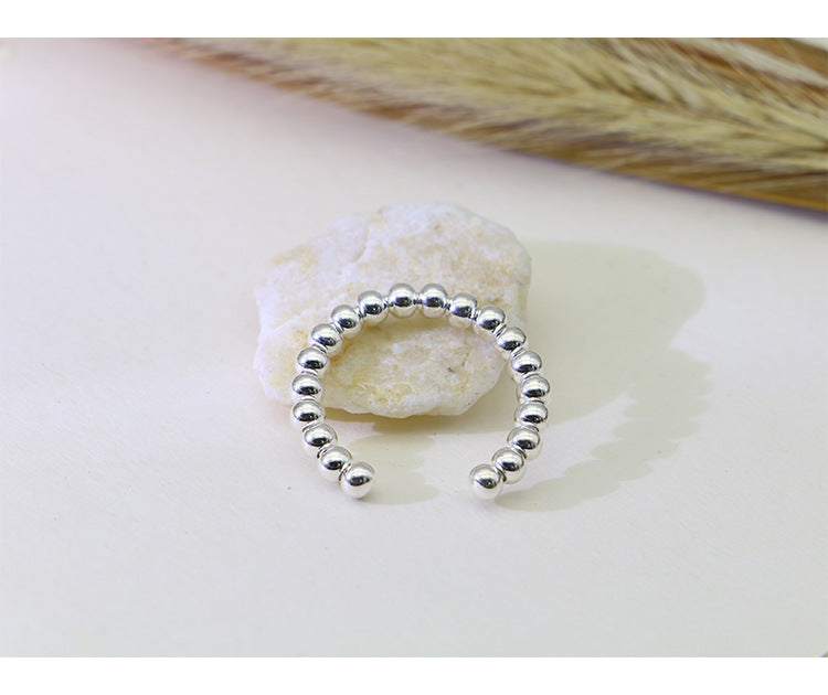 Beads Design Open End Silver Rings for Women