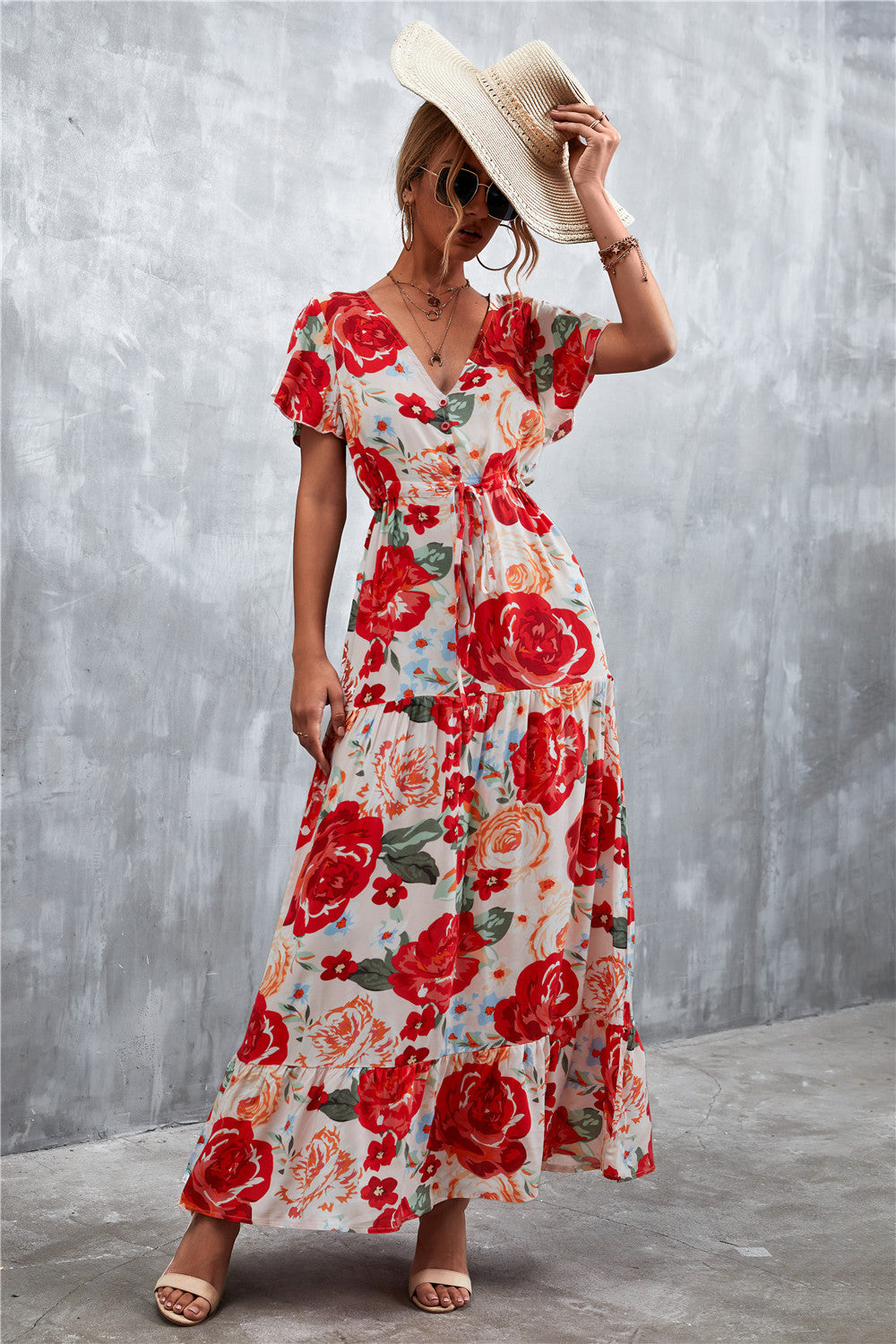 Casual V Neck Long Maxi Dresses