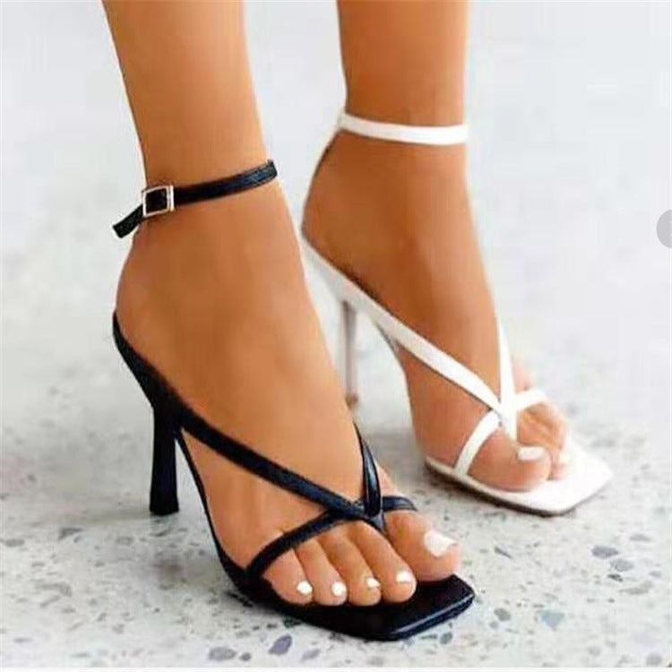 Women Square Toe High Heels Sandals