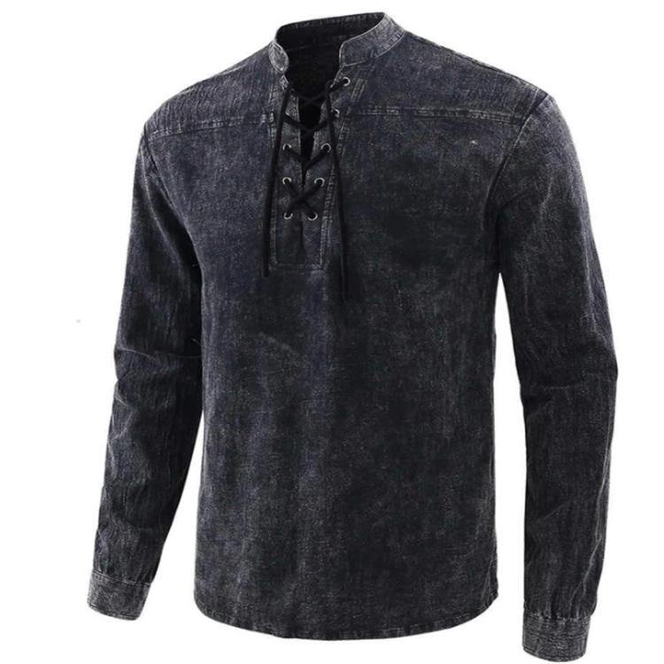 Vintage Men Casual Long Sleeves Shirts-STYLEGOING