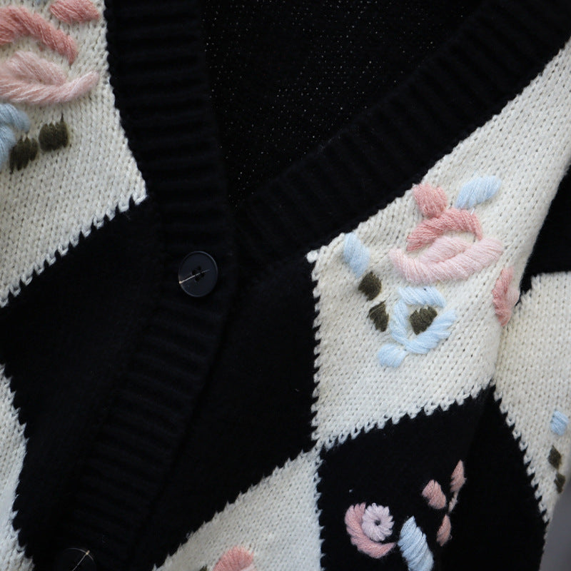 Vintage 3D Knitting Design Women Knitting Overcoats