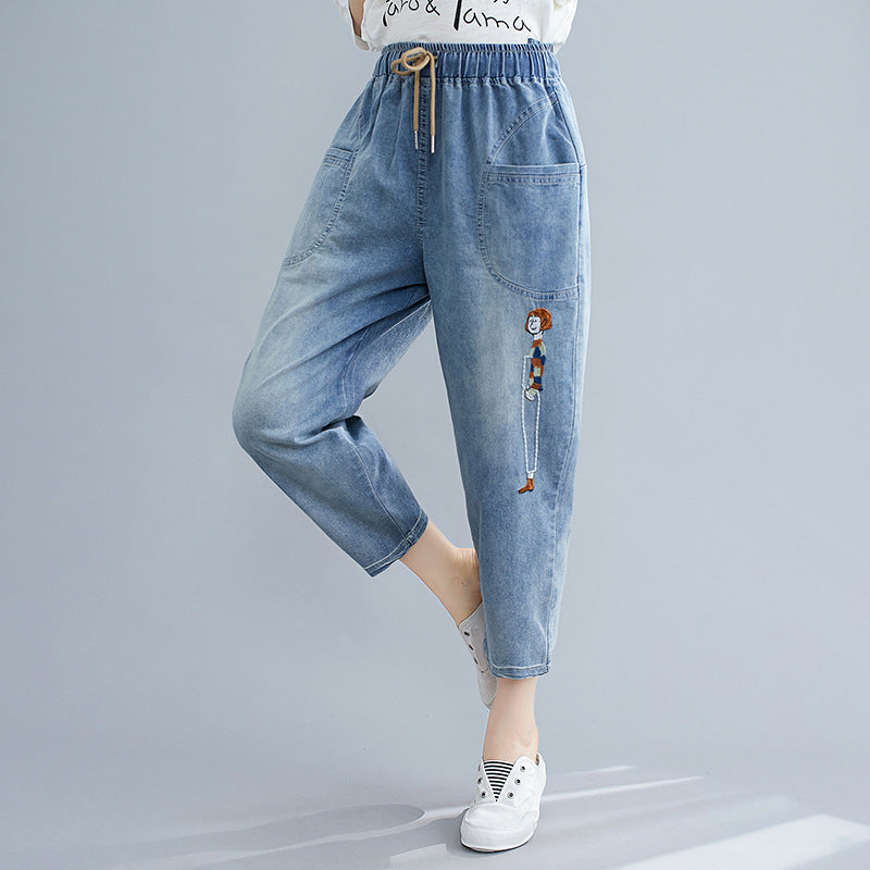 Vintage Embroidery Summer Jeans for Women